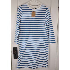 Boden Womans Size 8L Dress Stripes Nautical Blue White NEW